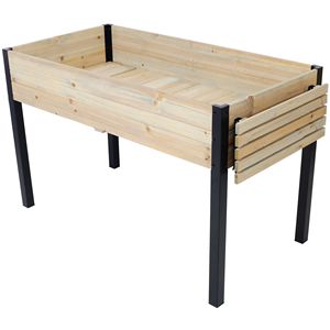 Scaffale Pieghevole con Gambe in Metallo, Fioriere in Legno, Letto da Giardino Rialzato, Accessorio per la Coltivazione di Erbe Fresche/Verdure, Cesti Sospesi - Product Image 5