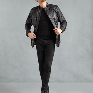 Custom Men Genuine Leather Waterproof Breathable <b>Mandarin</b> <b>Collar</b> Motorcycle <b>Jacket</b> 2026 OEM Service Manufacturer Supplier - Product Image 5