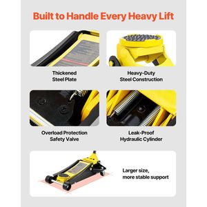 Martinetto idraulico da officina in acciaio per impieghi gravosi da 2,5 tonnellate, a basso profilo, con doppio pistone e pompa a sollevamento rapido, per auto, di Li - Product Image 5