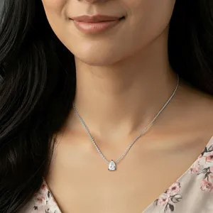 Collier pendentif élégant en diamant de laboratoire en forme de poire, collier en diamant fin, design haut de gamme, bijoux de mariée de luxe. - Product Image 5