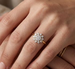 Solid 14K Yellow Gold Floral Cluster Diamond <b>Ring</b> <b>Dainty</b> Daisy Flower Engagement <b>Ring</b> for Women Minimalist Bridal Promise <b>Ring</b> - Product Image 1