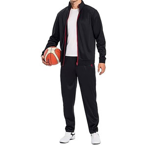 ชุดวอร์มผู้ชายแบบ 2 ชิ้น ชุดวิ่งออกกำลังกายแบบซิปเต็มตัว ชุดสเวตสูทสำหรับผู้ชาย ชุดวอร์มกีฬาเนื้อผ้ามันวาว น้ำหนักเบา ระบายอากาศได้ดี - Product Image 4