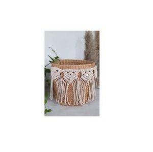 Hot Selling Handmade <b>Basket</b> <b>Straw</b> Storage Bin Seagrass Macrame <b>Basket</b> With Handle Rattan <b>Basket</b> for Home Decoration - Product Image 5