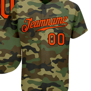 Maillot de baseball camouflage orange et noir pour homme, boutonné, uniforme d'équipe, respirant, léger, vêtements de sport pour tournoi - Product Image 2