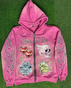 Sudadera con capucha y cremallera de alta calidad para unisex, 100% algodón polar, 500 GSM, productos personalizados - Product Image 1