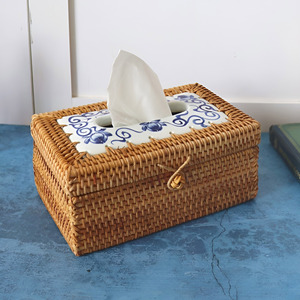 Cubierta de lujo para caja de pañuelos, hecha a mano con ratán y cerámica, de primera calidad, producida al por mayor en Vietnam. - Product Image 6