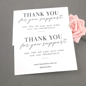 Tarjetas de Agradecimiento Minimalistas Blancas Premium Personalizadas con Código de Descuento <span class=keywords><strong>del</strong></span> <span class=keywords><strong>10</strong></span>% para Pequeñas Empresas - Product Image 5