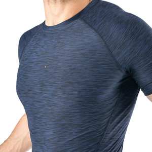 T-shirt de compression pour homme bleu marine personnalisé, séchage rapide, entraînement en salle de sport, course à pied, fitness, athlétique, manches courtes, performance - Product Image 6