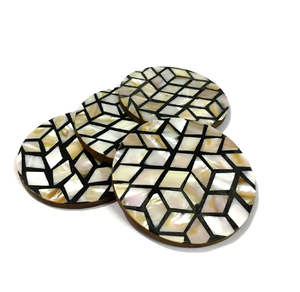 Royal Design MOP Coaster <b>Black</b> And White Pattern For <b>Table</b> Decoration Mother Of Pearl Coaster for Hotel Home <b>Coffee</b> Tea Coaster - Product Image 3