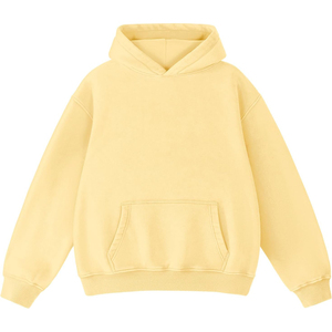 Sweat-shirt à capuche unisexe jaune surdimensionné en coton French Terry avec poches, collection automne 2026 – Vente en gros - Product Image 1