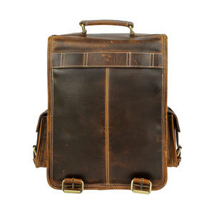 Mochilas de cuero de alta calidad, mochila de viaje de cuero de lujo para hombre, mochila de cuero vintage con compartimento para portátil - Product Image 2