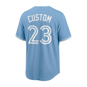 Camiseta de béisbol sublimada personalizada, camiseta deportiva con nombre de equipo personalizado, ropa deportiva transpirable, ropa deportiva azul cielo. - Product Image 2
