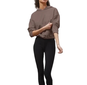 Sudadera con capucha de gran tamaño recortada alta personalizada para mujer, jersey con capucha, sudadera informal de punto de invierno, ropa de salón, ropa informal - Product Image 1