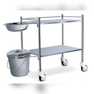 Carrito duradero para equipos de ECG con estructura de acero inoxidable 202, bandeja superior e inferior, mobiliario de diagnóstico hospitalario con 4 ruedas giratorias negras. - Product Image 2