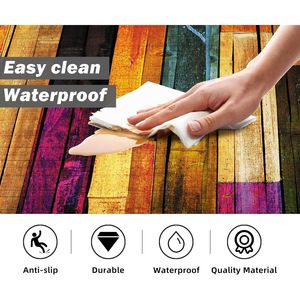 Colorful Kitchen Rugs Cool Wooden Abstract Anti-Fatigue Waterproof Floor Mats Cushioned Non-Slip Kitchen Mats - Product Image 4