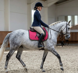 Quilted Horse Saddle Pad | Breathable <b>Equestrian</b> Saddle Cloth with Faux Fur Trim | Horse Riding Equipment Wholesale - Product Image 2