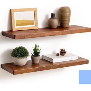 Wooden Corner <b>Wall</b> <b>Mounted</b> Double Tier Modern Floating <b>Shelf</b> Handmade Storage Rack for Living Room Home Decor - Product Image 2