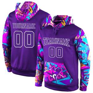 Sweat-shirt à capuche personnalisé le plus vendu, en molleton violet, avec logo et nom d'équipe, fabrication OEM, marque privée - Product Image 1