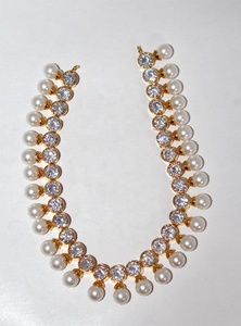 Conjunto de Collar y Aretes de Latón Chapado en Oro con Perlas de Imitación y Circonita Cúbica para Mujer |   Joyería Fina Vintage, Regalo de Aniversario - Product Image 3