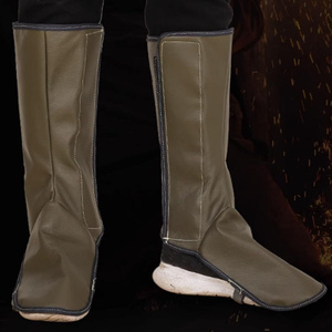 Cowhide Grain Leather Welding Spats Safety Welder Lace up Shoe Cover with Full Coverage Toe <b>Caps</b> Industrial Protection - Product Image 4