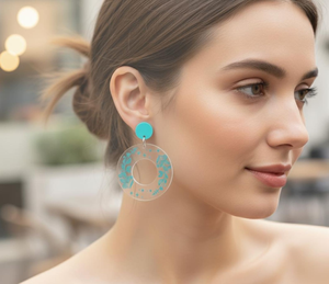 Women's Classic Boho Geometric Resin Cuff <b>Earrings</b> Lightweight Dangle Statement Pieces <b>Wing</b> Shape FAIZA CRAFT Art Collectible - Product Image 5