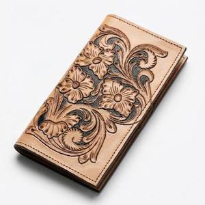 Custom Luxury Vintage Style Hand Tooled Florals Carved On <b>RFID</b> <b>Blocking</b> 100% Genuine Leather ID Credit Card Holder Bifold <b>Wallet</b> - Product Image 6