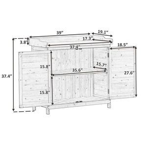 39\" Rustic Garden Potting Bench Table Outdoor Wood Workstation with Storage Cabinet Garden Shed 2 Tier <b>Shelves</b> Side <b>Hook</b> - Product Image 5