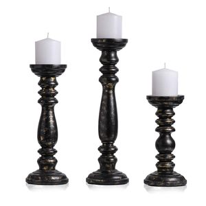 Durable Handmade Wood Driftwood Candle Holders Custom Print-Unique Style for Home Living Room Christmas <b>Black</b> Wood <b>Candlesticks</b> - Product Image 1