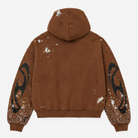 Sweat à capuche d'hiver personnalisé avec patchwork de strass, 100% coton, tissu doux et respirant, fermeture éclair surdimensionnée numérique, nouveau design tendance pour