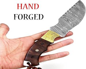 Cuchillo de Supervivencia de Alta Gama, Acero Damasco de Grado Industrial, Mango de Acero Damasco, Funda de Cuero - Product Image 2