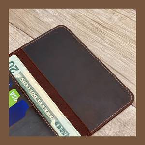 Portefeuille pour chéquier en cuir véritable vert avec emplacements pour cartes et porte-stylo, design minimaliste pliable, unisexe, longueur courte, LCR-0109 - Product Image 3