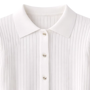 เสื้อคาร์ดิแกนคอวีแขนสั้นระบายอากาศได้ดีสำหรับผู้หญิง แฟชั่นฤดูร้อนปี 2024 กระดุมสีพื้นลำลองทรงหลวม ผลิตจากโพลีเอสเตอร์/ผ้าฝ้าย - Product Image 4