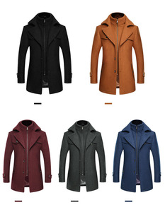 <b>Brown</b> <b>Wool</b> Coat Women Notched Lapel Long Jacket Zipper Button Winter Overcoat - Product Image 3