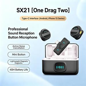 <b>Wireless</b> Lavalier Magnetic Microphone Noise Reduction <b>Mic</b> for Live Streaming with Charging case for iPhone Android Cell Phone - Product Image 3
