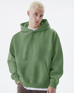 Sweat-shirt à capuche surdimensionné pour homme, vert uni, en polaire, décontracté, avec poches, style tricoté, coupe classique, pour l'automne - Product Image 1