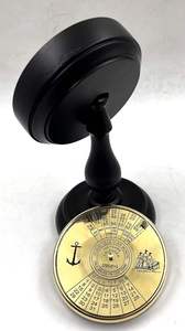 Antique Brass Nautical Desk Compass <b>Calendar</b> Vintage Maritime Table Decor with Wooden Stand - Product Image 6