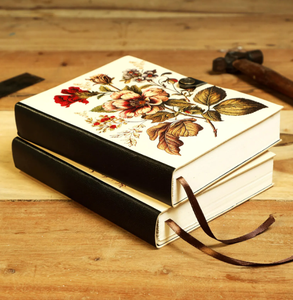 Handmade Vintage Flower Journal Retro Botanical Print Hardcover <b>Notebook</b> with Leather Spine Antique <b>Floral</b> Diary Gift for Women - Product Image 1