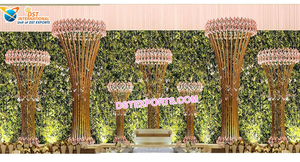 การออกแบบงานแต่งงานโลหะสแตนเลสยืนพื้นหลังเวทีแต่งงานที่ทันสมัยกรอบโลหะหรูหราตกแต่งงานแต่งงานกรอบโลหะ - Product Image 6