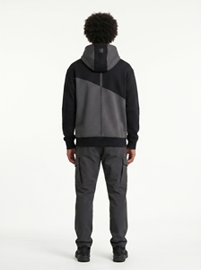 Forro Polar Unisex Personalizado OEM de 430GSM, Tejido Invertido Grueso, Spandex/Poliéster, Diseño Asimétrico de Bloques de Color 2 en 1, Ropa Urbana de Lujo - Product Image 2