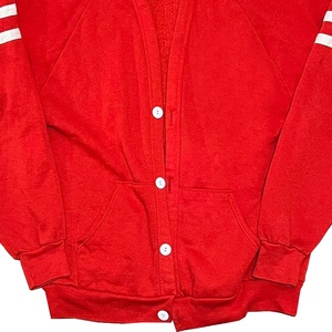 Cardigan en tricot rouge et crème contrastant pour femmes de la sororité HBCU, col en V, manches longues, style preppy, toutes saisons, coupe classique - Product Image 5