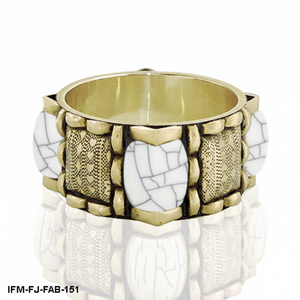กำไลข้อมือโมเสกงานฝีมือเคลือบทองโบราณ ประดับด้วยหินสีขาวสไตล์โบฮีเมียน สำหรับผู้หญิง - Product Image 4