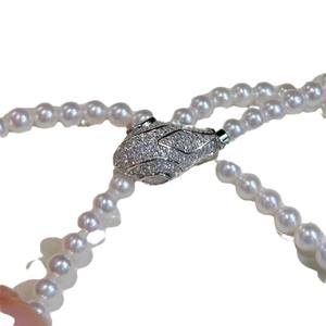 Collar Multiusos de Marca Premium con 4-5 Perlas de Agua Dulce, Luz Intensa, Casi Perfectamente Redondas, Elemento Serpiente - Product Image 5