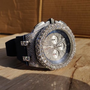 Custom Hip Hop Bling Design VVS Clarity Cut Moissanite Diamond Quartz Watch Stylish Men's Stainless Steel <b>Automatic</b> Quartz Watch - Product Image 1