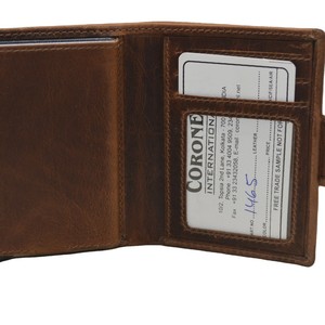 Genuine Leather Bifold <b>Wallet</b> Card Slots Button Closure 4 Inch for Credit Cards Normcore/Minimalist Style <b>RFID</b> <b>Blocking</b> - Product Image 4