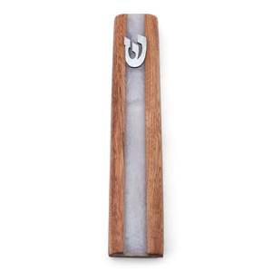 New Arrival Olive Wood Turquoise Resin Mezuzah <b>Case</b> Handmade Jewish Doorpost Luxury Judaica Decor Gift - Product Image 2