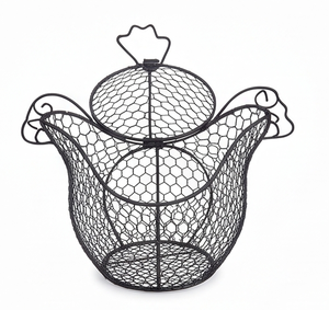 Cesta de Almacenamiento de Metal con Forma de Gallina Negra Premium con Asas para Decoración del Hogar, Esencial para la Cocina - Product Image 4