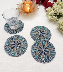 Sous-verre rond perlé gravé, style chinois traditionnel, en textile, pour boissons, durable, pour usage promotionnel, impression en relief - Product Image 4