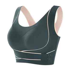 Sujetador deportivo para mujer, con hebilla ajustable frontal, inalámbrico, acolchado, cómodo, para gimnasio, yoga, transpirable, para entrenamiento, fitness, de baja intensidad - Product Image 2