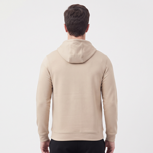 Sudadera con capucha de cierre completo para hombre, color beige liso, de alta calidad, al por mayor - Product Image 3