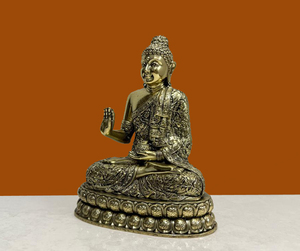 Nirmala Handicrafts Handmade Brass Buddha <b>Statue</b> Wax Casting Meditating Buddha Idol Rajasthan for Home Temple Tabletop Decor - Product Image 4